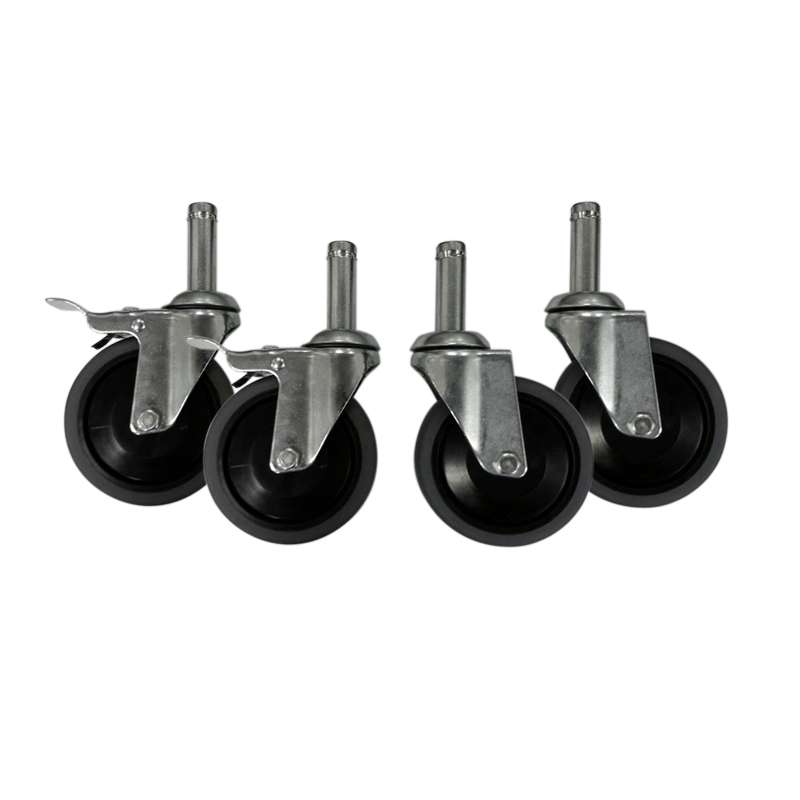 Four Swivel 5 x 1-1/4in Conductive Casters, 2 with Brake